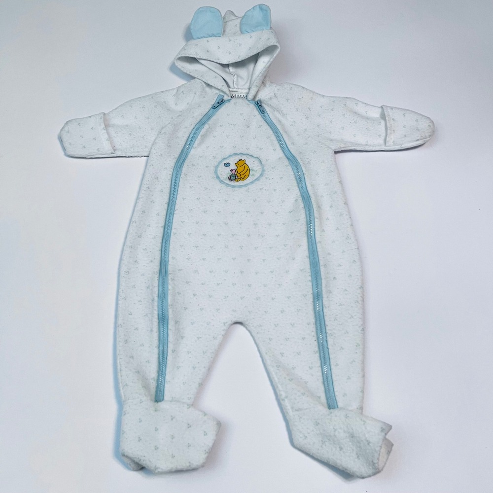 Vintage Classic Pooh Hooded Cozy Suit 6-12M Winnie the Pooh Coverall
